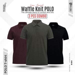 Men’s Waffle Pattern Knit Polo Combo 04