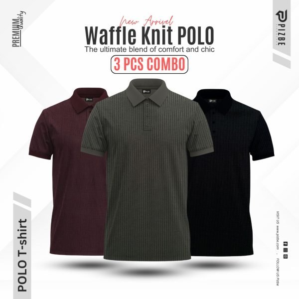 Men’s Waffle Pattern Knit Polo Combo 04
