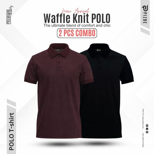 Men’s Waffle Pattern Knit Polo Combo 02