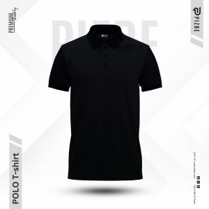 Men’s Waffle Pattern Knit Polo in Black