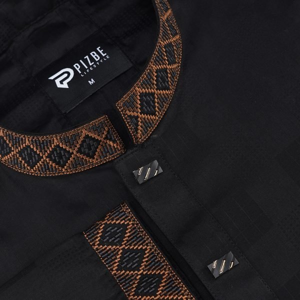 Textured Black Premium Panjabi - Image 2