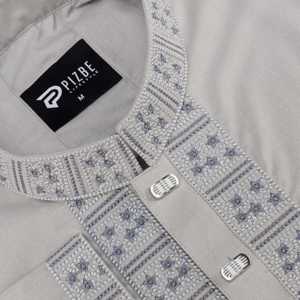 Premium Ash Grey Sophistication Panjabi - Image 2