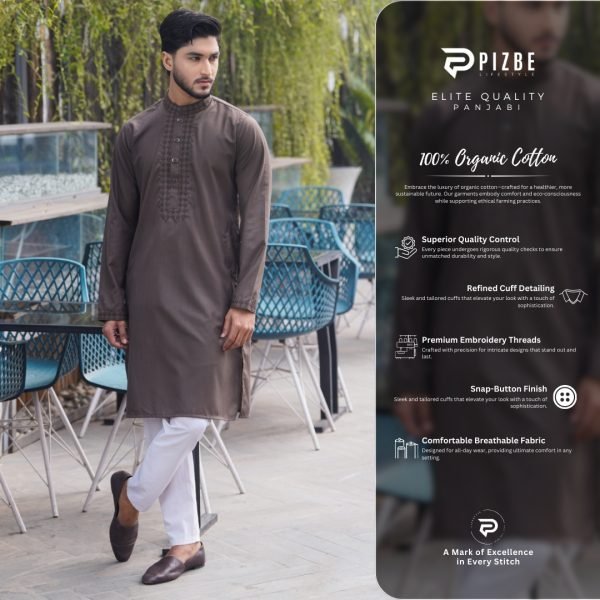 Coffee Brown Luxe Panjabi - Image 4