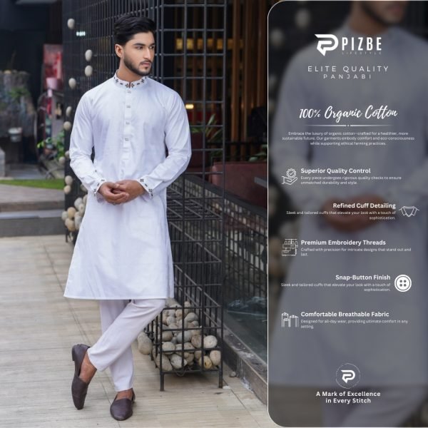 White Elegance Panjabi - Image 4