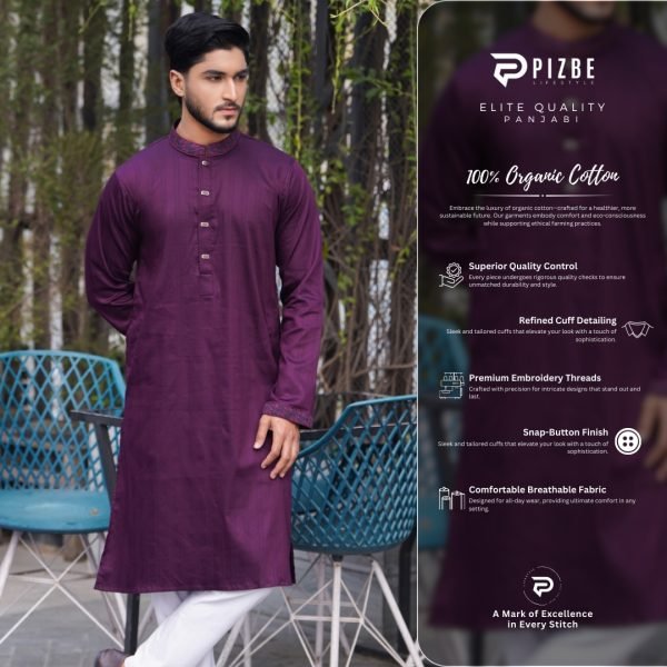 Superior Maroon Classic Panjabi - Image 4