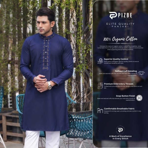 Navy Blue Royal Panjabi - Image 4